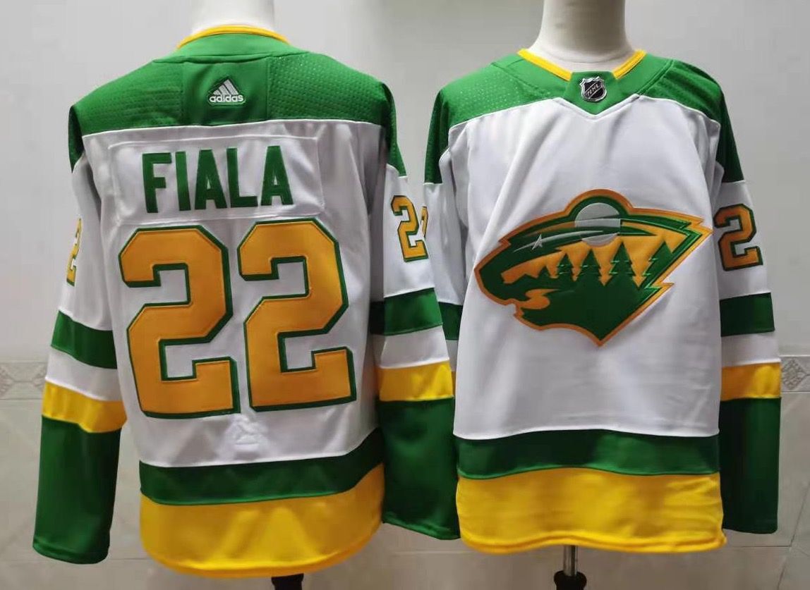 Men Minnesota Wild #22 Fiala White Throwback Authentic Stitched 2020 Adidias NHL Jersey->minnesota wild->NHL Jersey